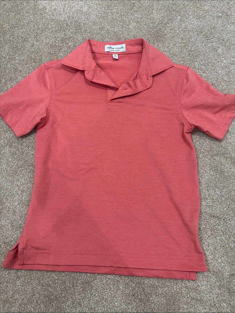 Peter Millar Boys' Coral-Red Short Sleeve Polo